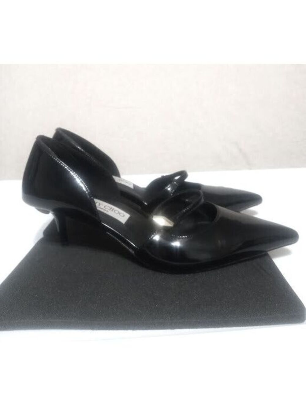 Jimmy Choo Patent Leather Kitten Heel Pumps | Size 38 7.5-8 | Luxe Noir Fair